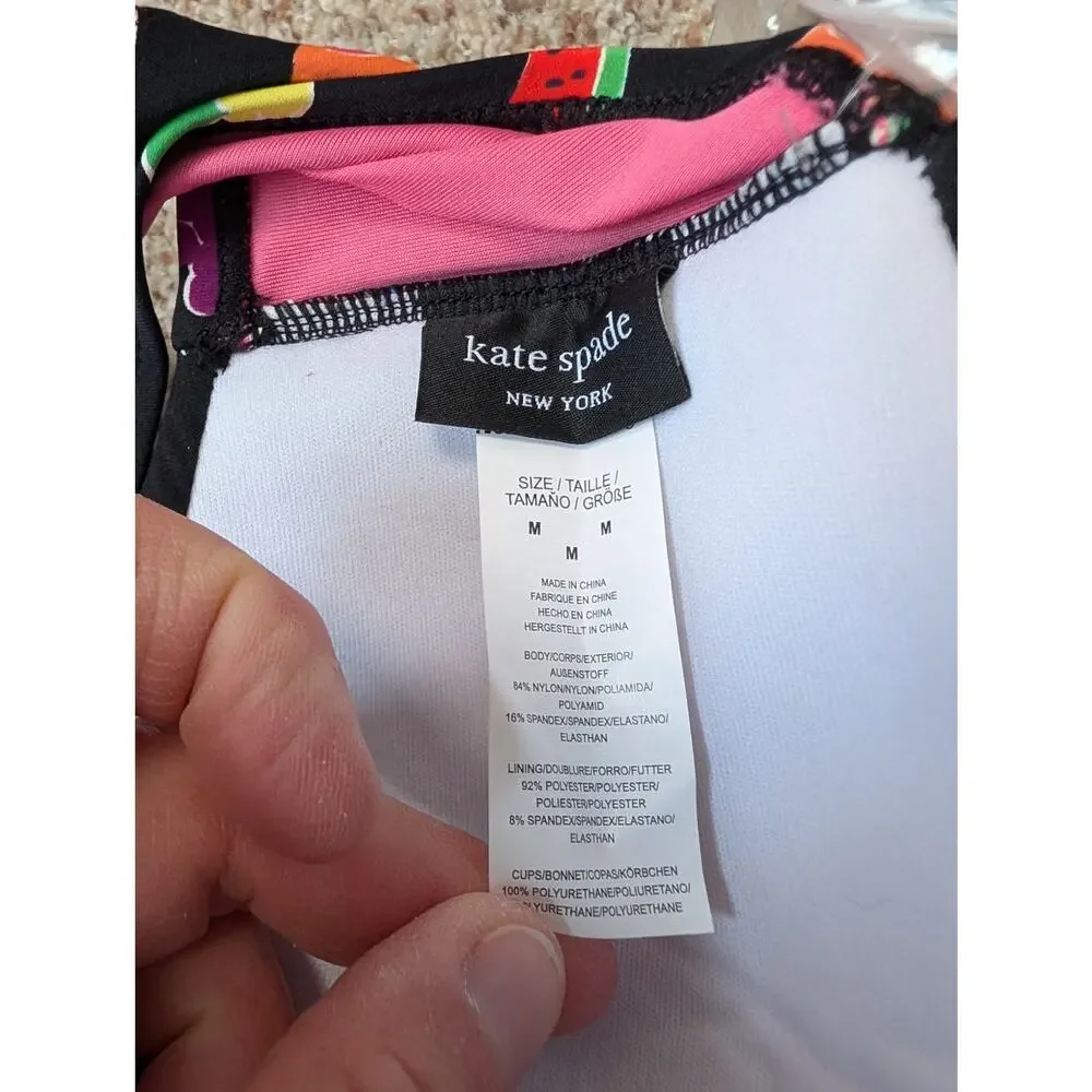 Kate Spade New York Women Bandeau 2 Piece Fruit Print Bikini Swimsuit, M NWT